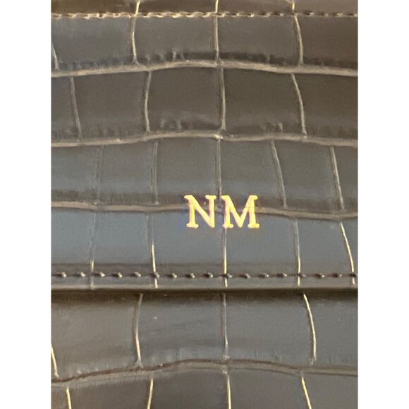 Modern Picnic Black Vegan Leather Lunch Bag Box Croc Embossed Crossbody NWOT - Picture 2 of 9